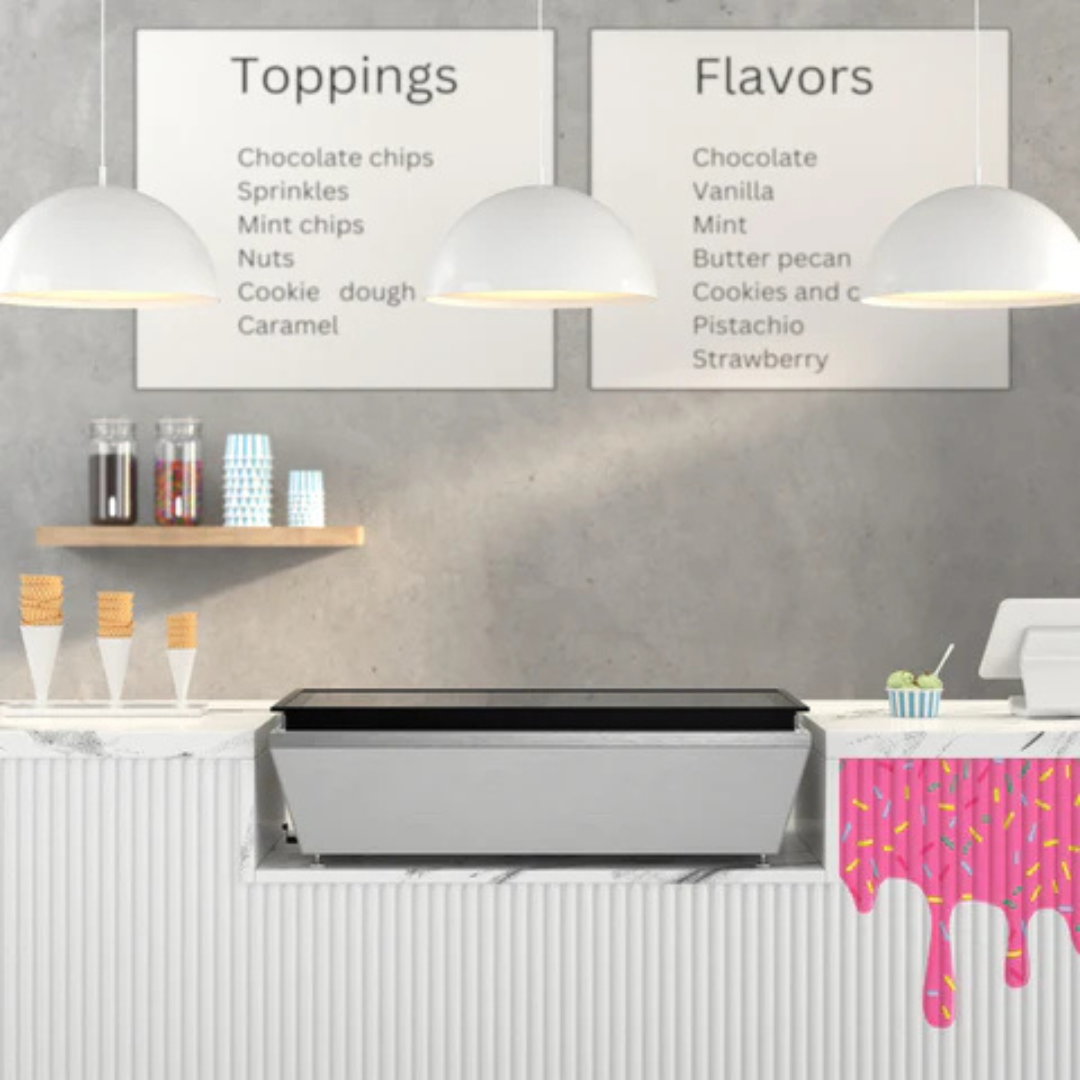 Stainless-Steel Ice Cream Countertop Display Case - 39 In. (Flat Top Model)