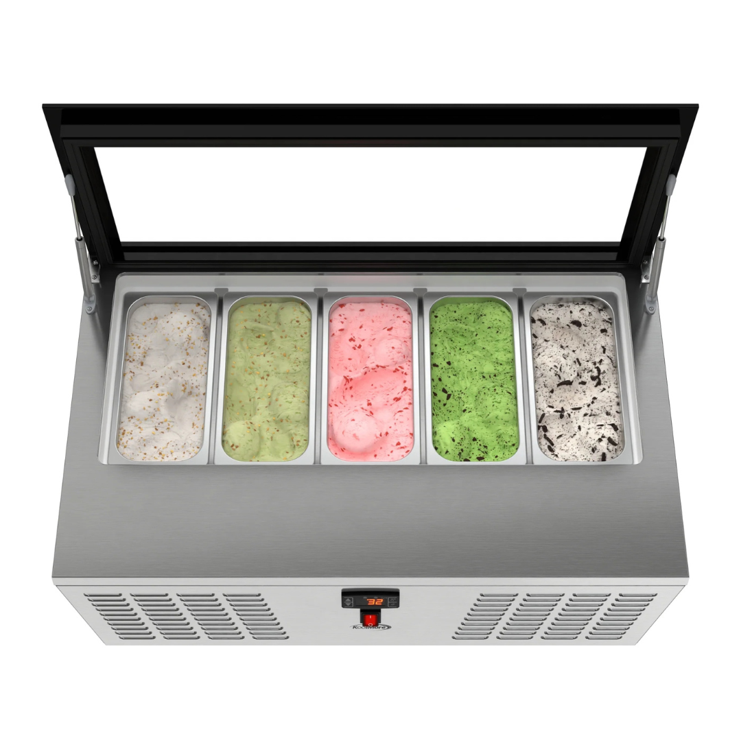 Stainless-Steel Ice Cream Countertop Display Case - 39 In. (Flat Top Model)