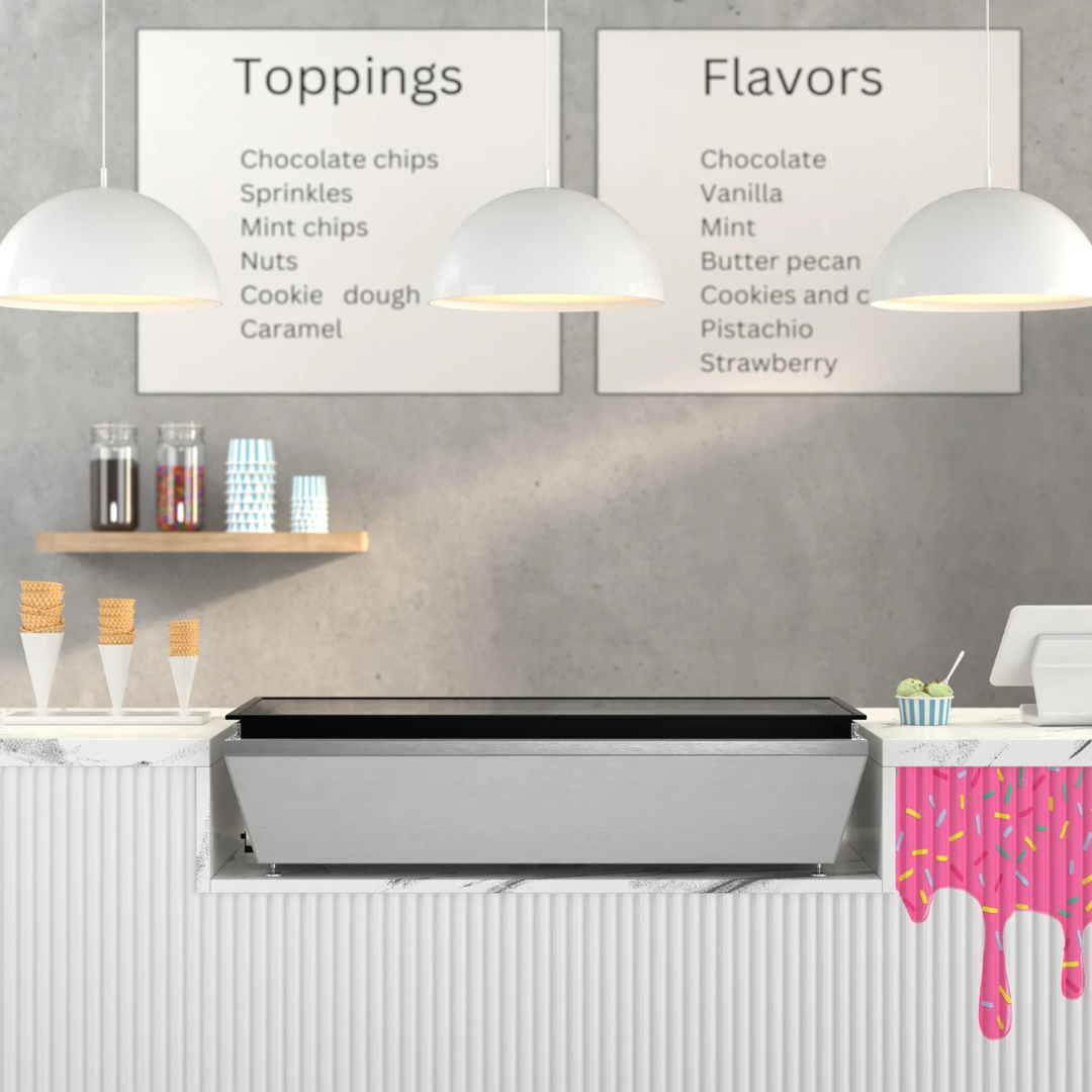 Stainless-Steel Ice Cream Countertop Display Case - 45 In. (Flat Top Model)