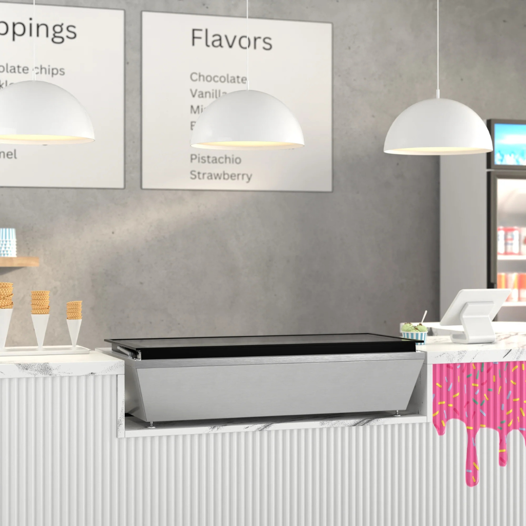 Stainless-Steel Ice Cream Countertop Display Case - 45 In. (Flat Top Model)