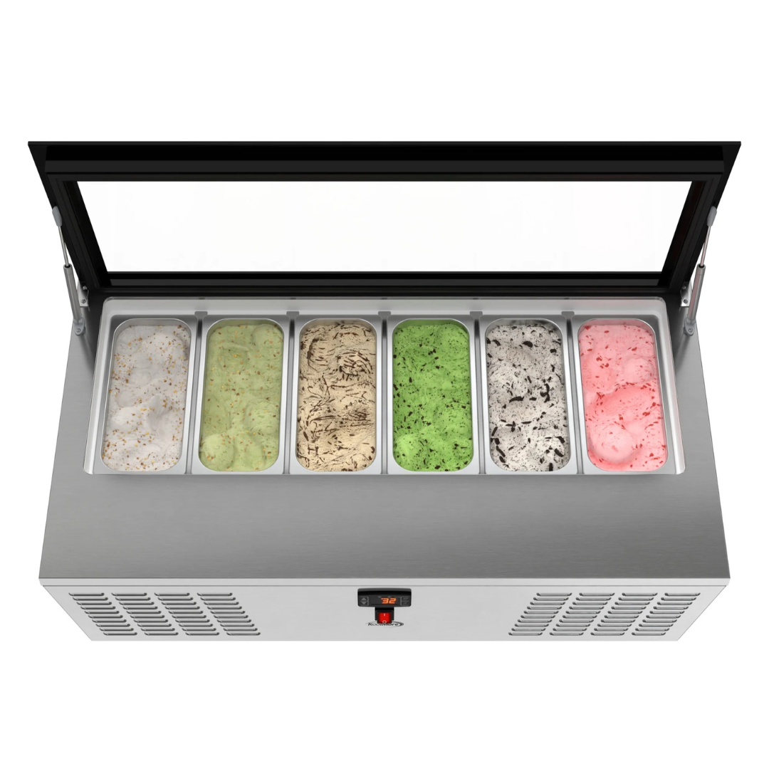 Stainless-Steel Ice Cream Countertop Display Case - 45 In. (Flat Top Model)