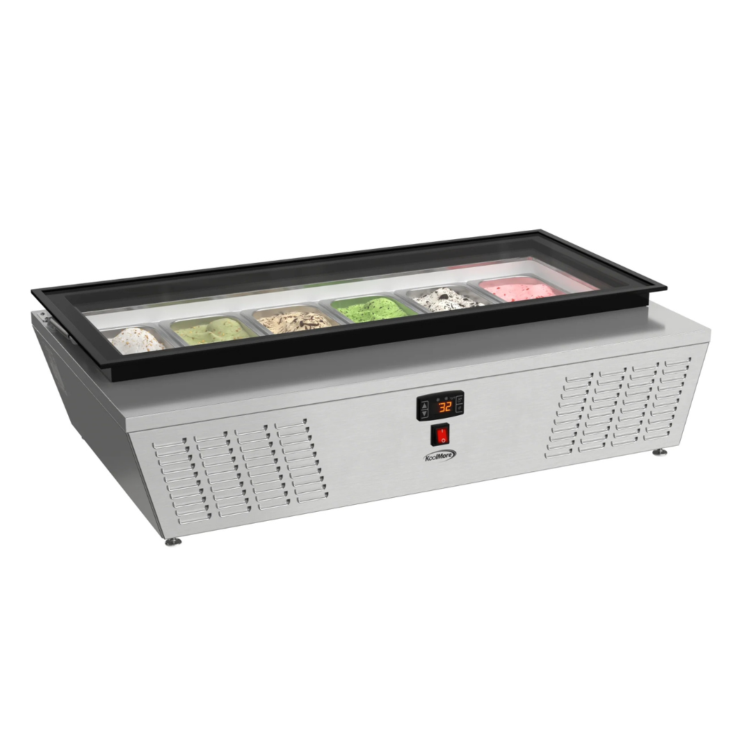 Stainless-Steel Ice Cream Countertop Display Case - 45 In. (Flat Top Model)