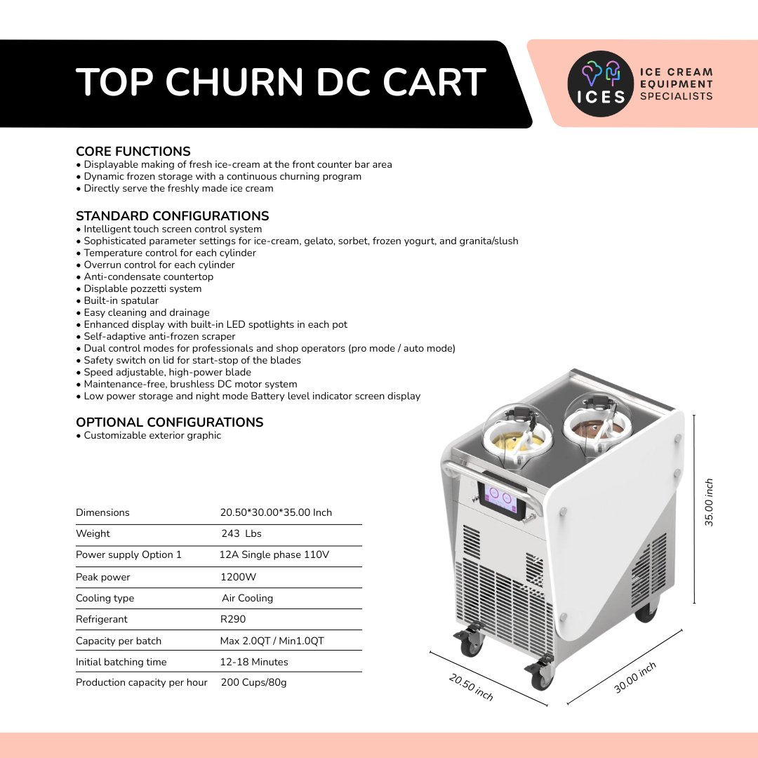 Carrito de compras alimentado por batería de CC Top Churn