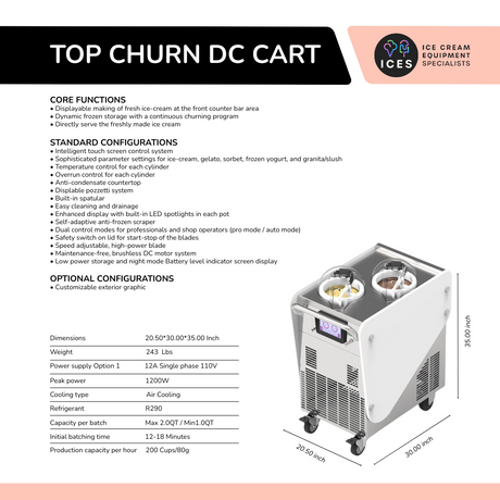 Carrito de compras alimentado por batería de CC Top Churn