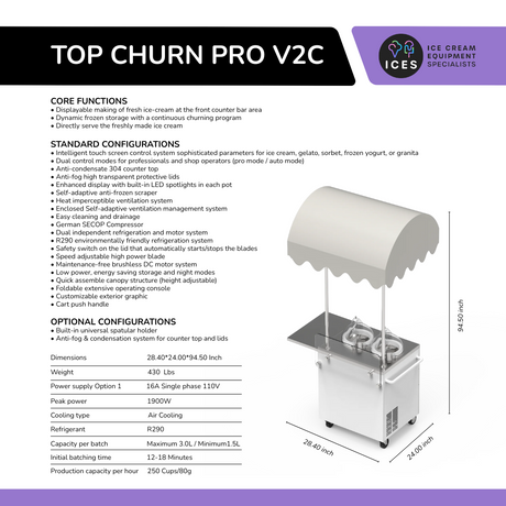 Carrito de doble olla Top Churn V2