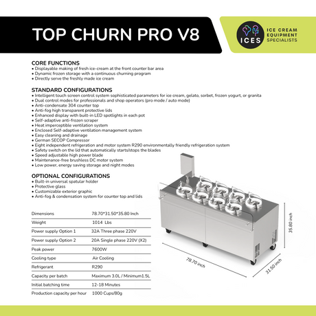 Top Churn V8 de ocho ollas