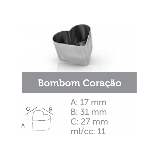 Ataforma Mold Bombom Coração 11ml 0.4 oz 14 cavities