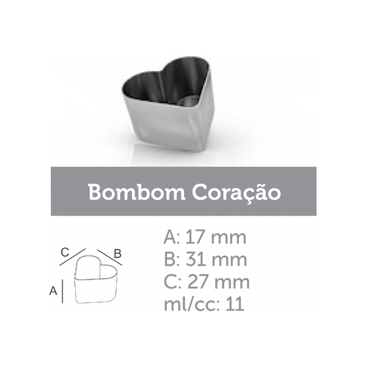 Ataforma Mold Bombom Coração 11ml 0.4 oz 18 cavities (15 plus molds pricing)