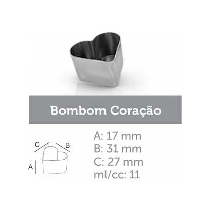 Ataforma Mold Bombom Coração 11ml 0.4 oz 38 cavities