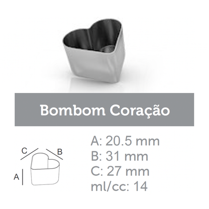 Ataforma Mold Bombom Coração 14ml 0.4 oz 38 cavities (1-6 molds pricing)