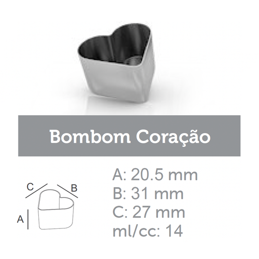 Ataforma Mold Bombom Coração 14ml 0.4 oz 38 cavities