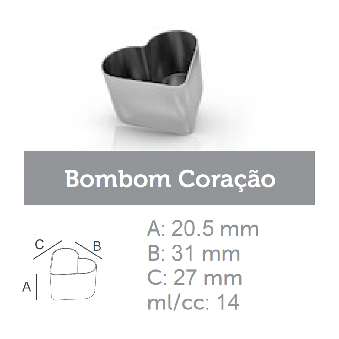 Ataforma Mold Bombom Coração 14ml 0.4 oz 38 cavities (15+ molds pricing)