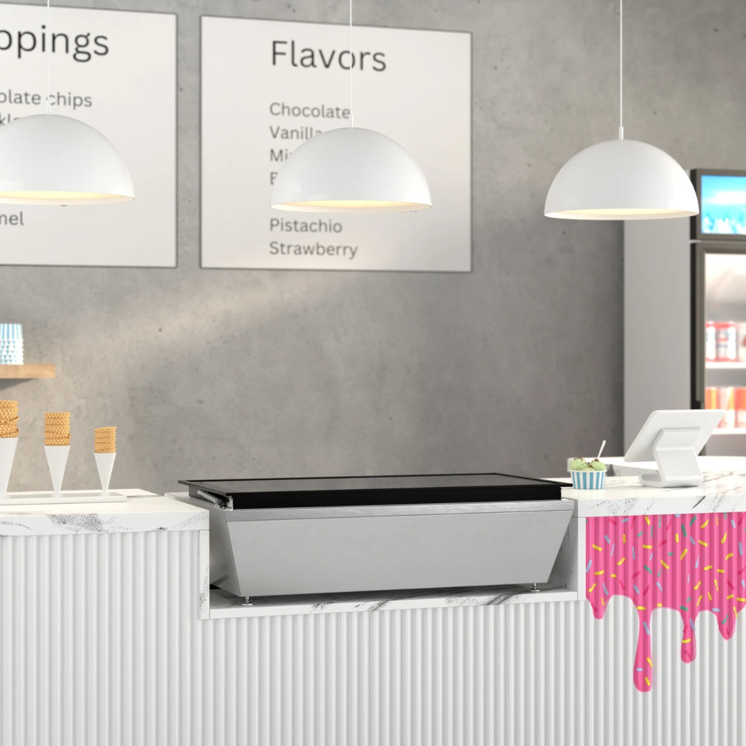 Stainless-Steel Ice Cream Countertop Display Case - 39 In. (Flat Top Model)