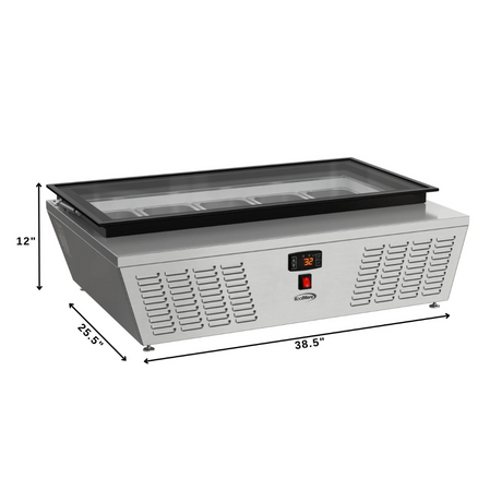 Stainless-Steel Ice Cream Countertop Display Case - 39 In. (Flat Top Model)