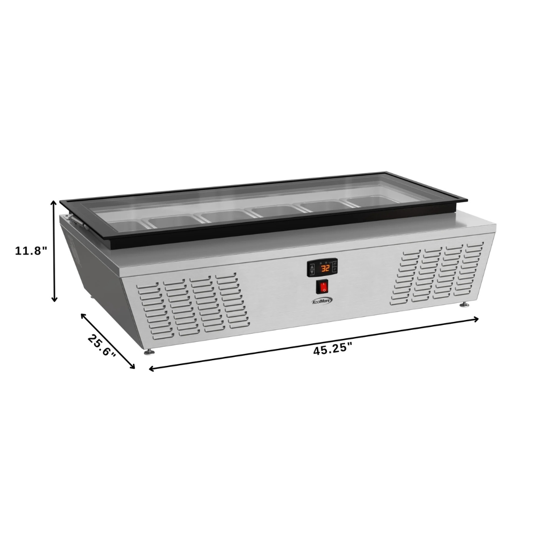 Stainless-Steel Ice Cream Countertop Display Case - 45 In. (Flat Top Model)