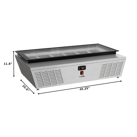 Stainless-Steel Ice Cream Countertop Display Case - 45 In. (Flat Top Model)