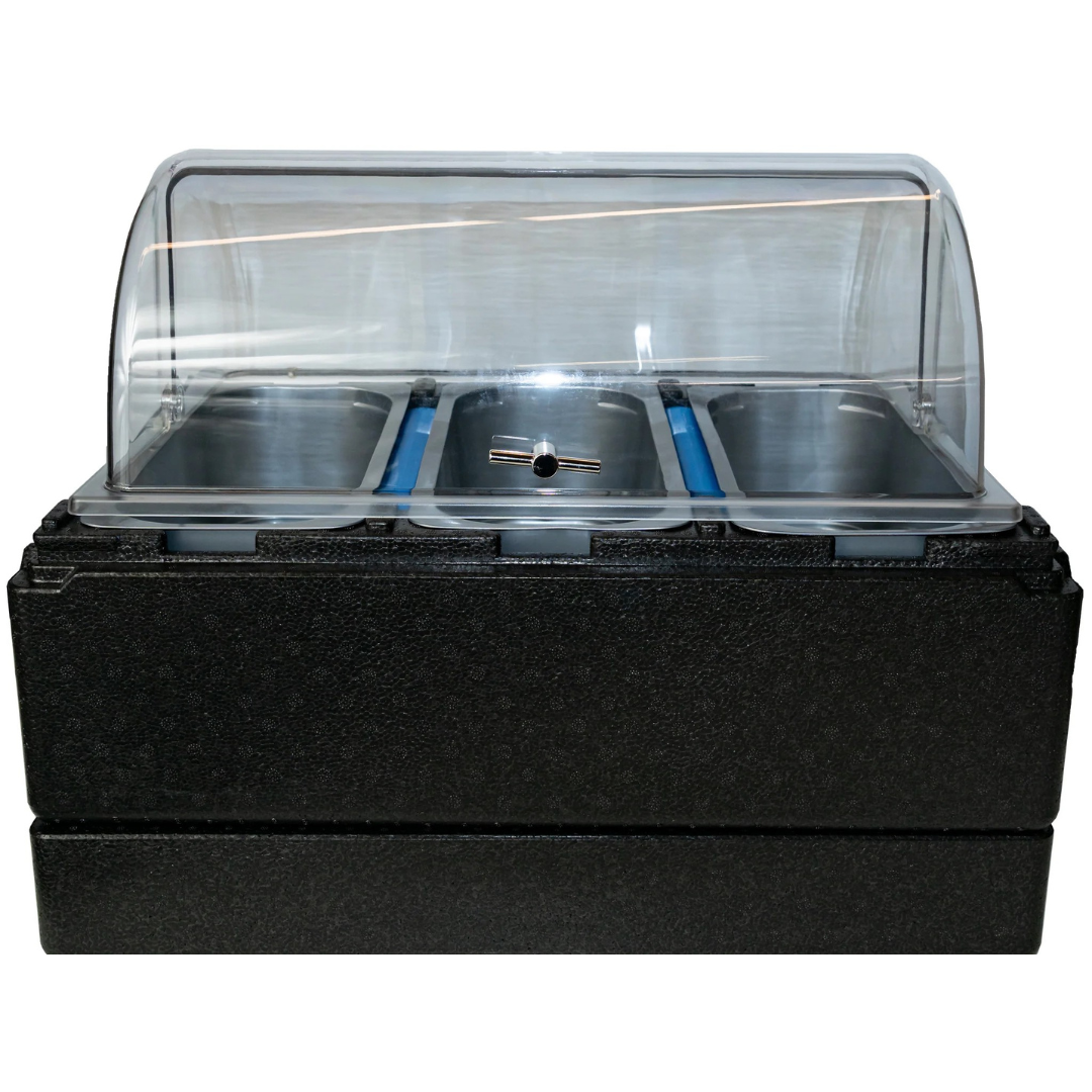 Gelato Cooler & Carrier for 3-5L Pans with 2 FB Plates (with Rolling Cover)