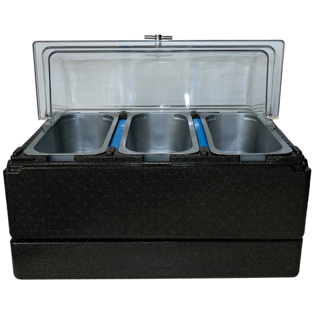 Gelato Cooler & Carrier for 3-5L Pans with 2 FB Plates (with Rolling Cover)