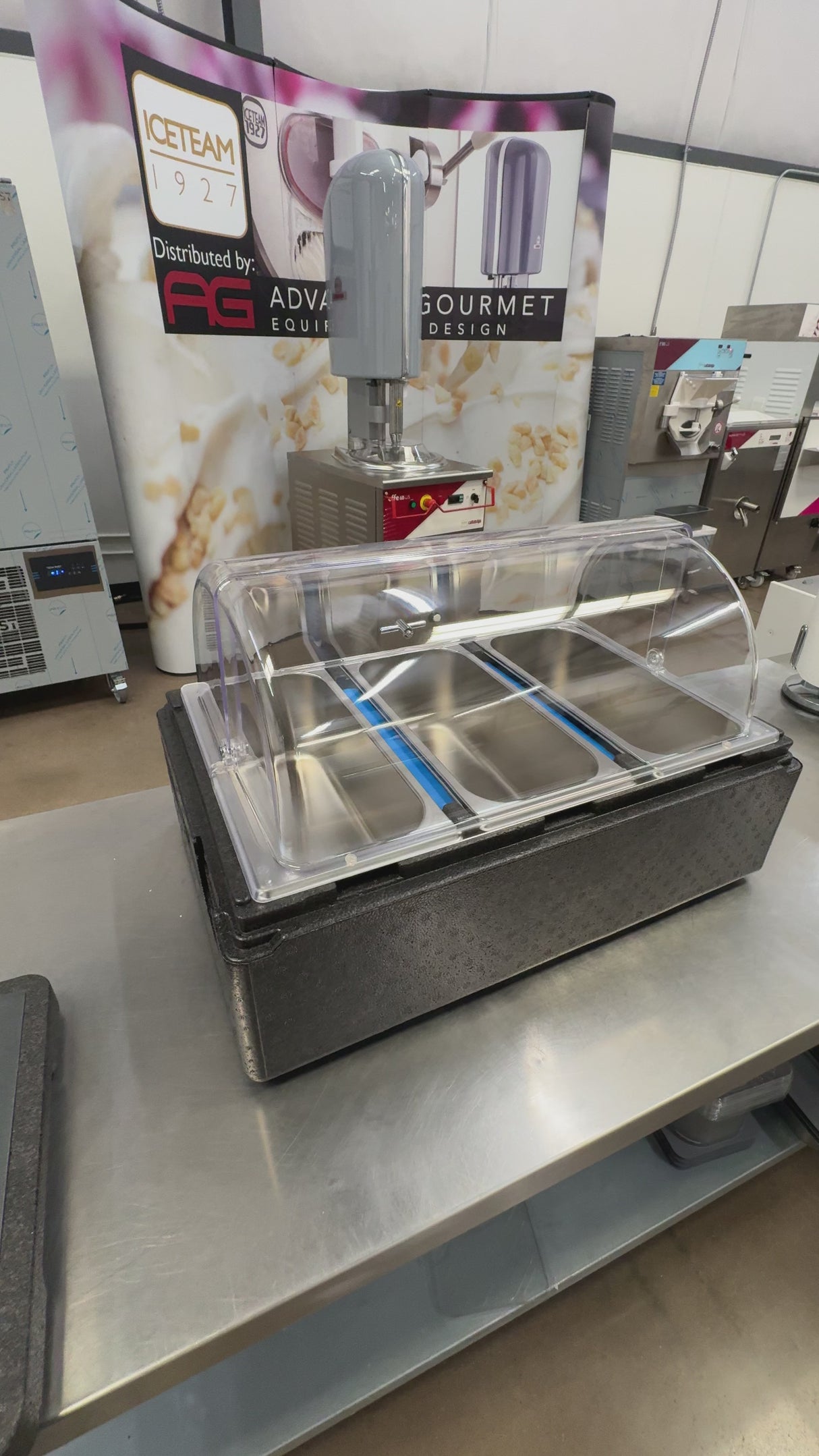 Gelato Cooler & Carrier for 3-5L Pans with 2 FB Plates (with Rolling Cover)